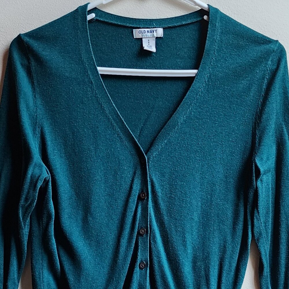 Old Navy Turquoise Button Down Cardigan Size Petite Small - Picture 4 of 12